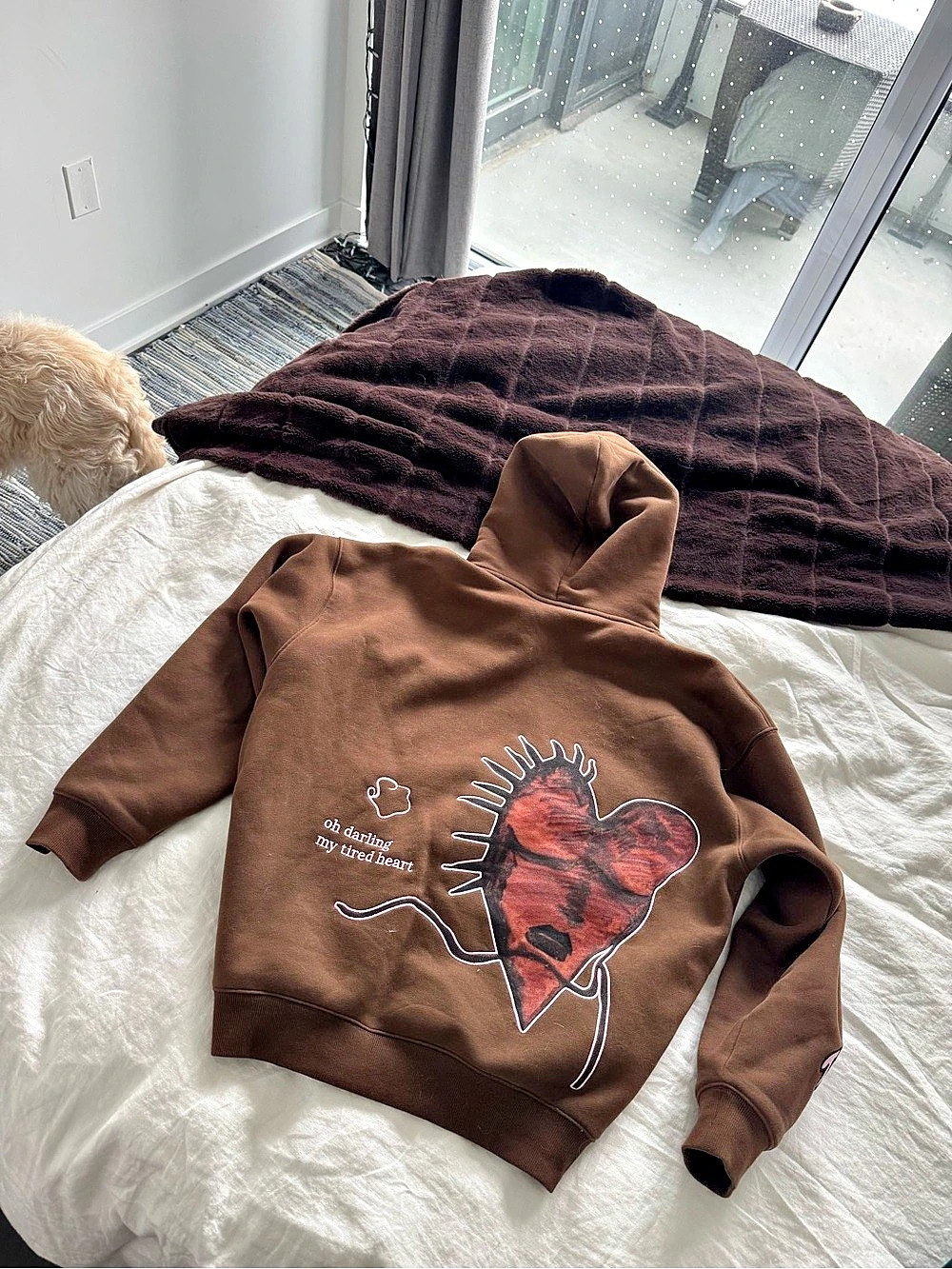 Selina Peixoto Tired Heart Sweater Brown Hoodie